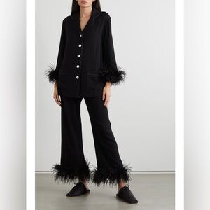 Sleeper black feather trimmed pajama set - XL